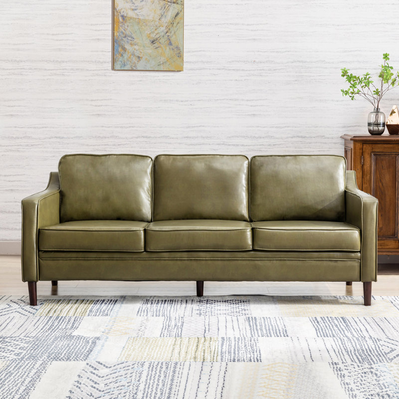 Green faux leather sofa discount